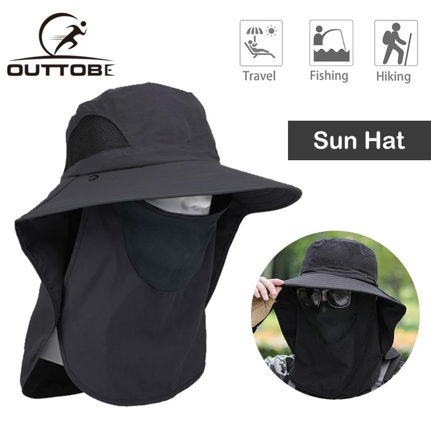 Outtobe Sun Hats Sunscreen Fishing Hat Cap Summer Sun Hats UV Protection  Face Flap 360°Mask Headband Neck Cover Outdoor Sports Fishing Hiking Men  Women Sunscreen Hat with Removable Neck Face Flap Cove