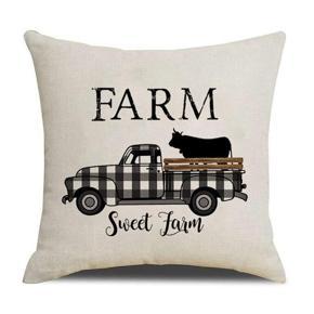 XHHDQES 8X Farmhouse Throw Pillow Covers Linen Rustic Farm Cushion Cover for Couch Sofa Bed 18X18 Farmhouse Decor