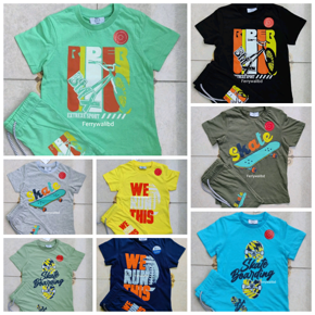 1 set Baby Boys Half Sleeve T-Shirt and Half Pant Ferrywalibd C Neck Stylist Children Boy Summer Suit Set Cartoon Tops Shorts Clothes Cotton Premium knit quality Baby Dress Set Soft And Comfortable fa