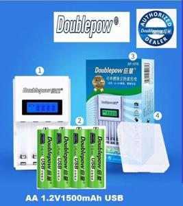 Doublepow 4 slots DP-K98 Intelligent Rapid LCD Charger with 4pcs DP-1.2V AA 1500mA Ni-MH Rechargeable Batteries