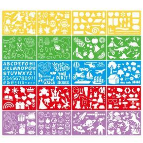 20 Pcs Children Christmas Halloween DIY Drawing Stencils Hollow d Set for Kids Plastic Painting Template