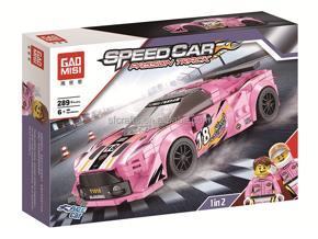 T1018 World Famous Super Track Pink Martin Racing 8 Grid Racing Speed Children Assembling Building Blocks Boy RED Car for Gifts