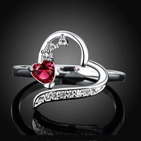 Red Heart Stone Ring for Women