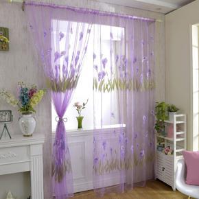 Flower Pattern Voile Rod Pocket Window Curtain Sheer Drape Home Bedroom Decor