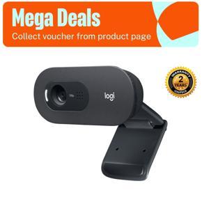 logitech c505 hd webcam - 720p hd external usb camera for desktop or laptop with long-range microphone, compatible with pc or mac - grey