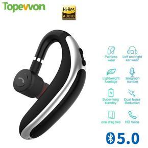 Topewon Business Bluetooth Earphone Stereo Single Earbud With Mic Voice Control Handsfree Wireless Headset TWS For Car Kit Sports