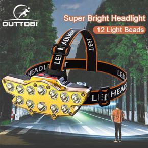 Outtobe Headlamps 8 Lamp Headlight LED Headlight Outdoor Waterproof Headlamp with USB Charging Cable for Running Fishing Hunting Wild Adventure