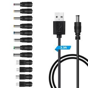 USB DC Power Cord Charging Cable DC Adapter Regulated Switching Power Supply with 12 Selectable Adapter Plugs