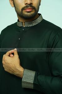 Men's Premium Quality Green Color Semi Long Panjabi
