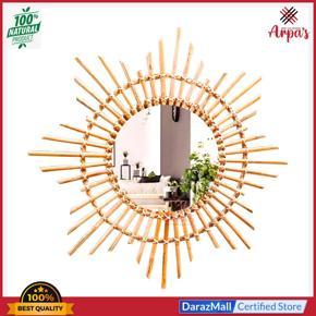 Rattan/Cane Round Sun Mirror - Handcrafted Exclusive Wall Mirror - Design 05