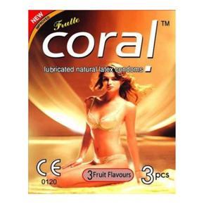 Coral 3 Fruits Flavour Condoms - 3pcs(New)