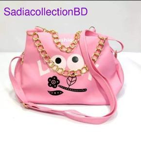Ledies purses handbags women shopping tote hand bag pink colour.