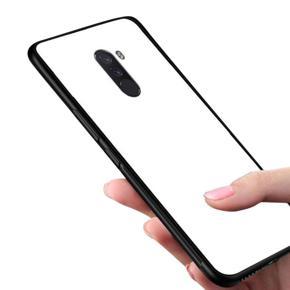 For Xiaomi Poco F1 Luxury Shockproof TPU Bumper Back Glass Back Cover Glass Case