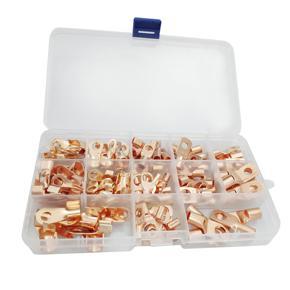 130Pcs/Box Copper Cable Lugs Heavy Duty Wire Lugs Terminal Connectors Assortment Kit