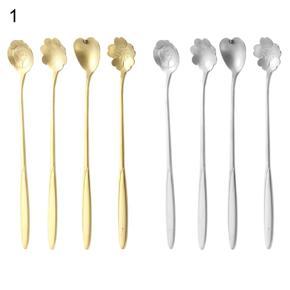 8Pcs/Set Dessert Spoon Reusable Safe Stainless Steel Flower Coffee Tea Spoon for Kitchen