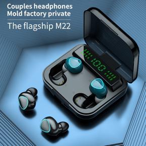 M22 Couple Earphones TWS Wireless Bluetooth 5.1 Earphones Large Capacity 2000mah Waterproof Earbuds HIFI Microphone