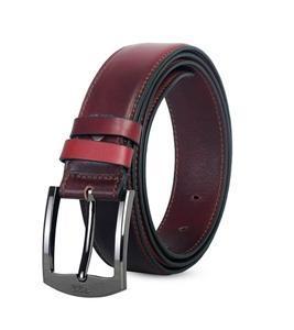 Men's Antique Maroon Black Leather Belt