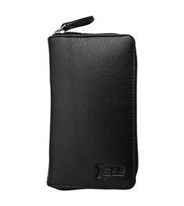 Men's Black Semi Long Leather Wallet