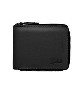 Black Zippered Bi-Fold Slim Wallet