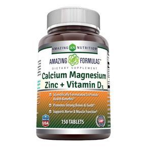 Amazing Formulas, Calcium, Magnesium, Zinc + D3, Promoting Bone, Muscle, Teeth and Nerve Health, 150 Tablets, Made in USA, Expiry: 01/2025