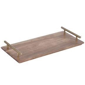 Wooden Tray with Metal Handles, Stylish Farmhouse Decor Serving Platters,for Food, Coffee Table, Parties, Restaurants