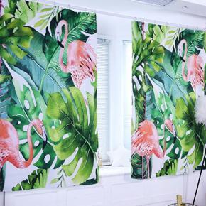 Tropical Leaves Flamingo High Shading Curtain Window Drape Valance Home Decor