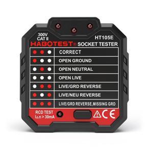 HABOTEST Advanced RCD Electric Socket Tester Automatic Neutral Live Earth Wire Testing Circuit Polarity Detector Wall Plug Breaker Finder Electric Leakage Test UK Plug