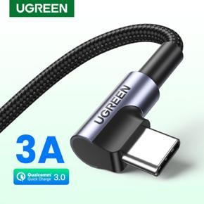 UGREEN Nylon USB C Cable 90 Degree Fast Charger Type C Cable for Xiaomi Redmi Note 9SRedmi Note 9S Convenient for Gaming pubg Cable for Xiaomi A1/A2Mi 6/ Mi 8/Pocophone F1/Redmi Note 7/Huawei Nova 3/P