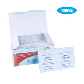 100Pcs Disposable 70% Ethanol Swabs Pads Sterilizing Wipes Antiseptic Cleanser Skin Clean for Home First Aid