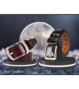 Men's Stylish Waist Belt 2 Pcs Combo Black & Chocolate