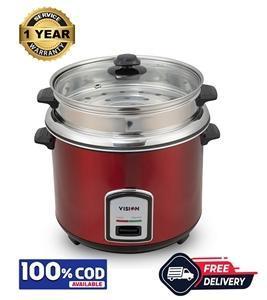 VISION 1.8 Liter Rice Cooker 40-06 Stainless Steel Red Double Pot