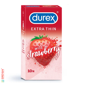Durex Extra Thin Wild Strawberry Condoms - 10Pcs Pack