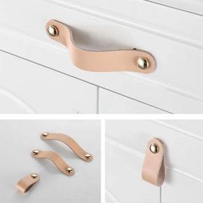 6 Pieces Furniture Handles, Leather, Leather Handle, Furniture, Modern Style, Door Handles, Leather Handle with Screws