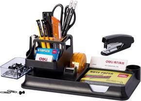Deli 38252A Pen Stand/ Desk Organiser/ Pen Holder - Includes 17 pieces of stationery items - Smart Looks - Elegant Design - Easy Storage with this Pencil Holder - Organised Desk