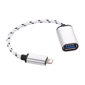 Lightning OTG Cable Lightning Male to USB2.0 Adapter Data Transfer Cord Replacement for iph-one(Silver)