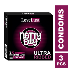 NottyBoy LoveLust Ultra Ribbed Condoms - 3Pcs Pack
