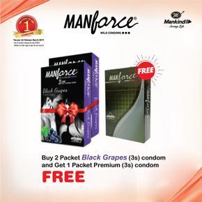 Manforce Condom Black Grapes Flavoured Buy 2 Packet of 3 Pcs Get 1 Packet of Premium 3 Pcs Condom Free
