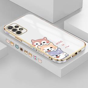 Hontinga for Samsung Galaxy A72 5G/4G Back Cover Luxury 6D Plating Cute Cartoon Printing Side Pattern Case Soft Silicone Square Phone Cases