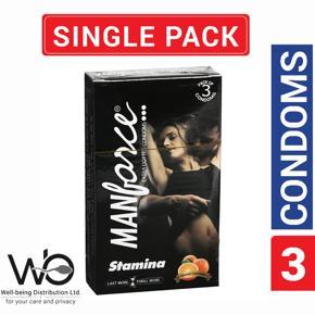 Manforce - Stamina Orange Flavored Condom - Single Pack - 3x1=3pcs Condom