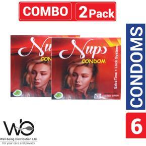 Nups - Extra Time Lock System Condom - Combo Pack - 2 Packs - 3x2=6pcs (Red)