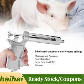 50ml Semi-Automatic Continuous Adjustable Syringe Veterinary Vaccine Injection Farming Equipment