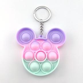 keychain Push Pop Bubble Fidget Sensory key ring, Silicone Puzzle Game Toys Squeeze Sensory keyring