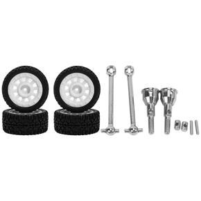 BRADOO- 2 Set RC Car Part: 1 Set RC Car Wheel Tires Tyres & 1 Set Metal Front CVD Drive Shaft