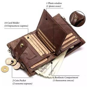 Luxury Striped Men's Leather Wallet 3 Folds Male Purse With Photo Holder Credit Card Holder For Men