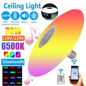 RGB Colorful Remote Control White Light 6500K 110-220V E27 30W bluetooth Music Light Bulb Flying Saucer Smart -