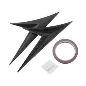 Car Spoiler Side Wing Lip 2PCS Black Carbon Fiber Leaf Shape V-shaped No Logo for All Vehicles