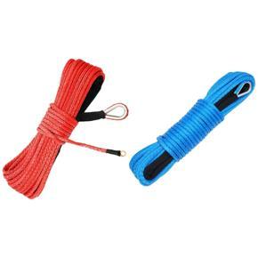 BRADOO- 2PCS 3/16 Inch x 50 Inch 7700 LBs Synthetic Winch Line Cable Rope with Protection Sleeve for ATV UTV (Red & Blue)