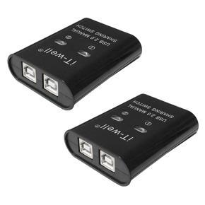 2X IT-Well USB Printer Sharing Device, 2-Port Manual Kvm Switching Splitter Hub Converter Black