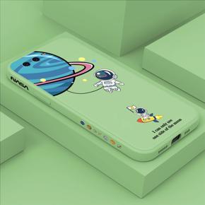 Hontinga for Huawei P10 Plus Case Cartoon Astronaut Side Design Back Cover Soft Square Edge Liquid Silicone Phone Cases