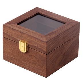 2 Slots Wooden Watch Display Case, Glass Topped Wooden Watch Display Case Watch Jewelry Organizer,Coffee Color